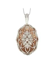 14k Rose Gold Oval Diamond Disc Pendant Carat 0.15 14k Rose Gold