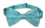 Vesuvio Napoli BOWTIE Turquoise Aqua BLUE Paisley Mens Bow Tie for Tuxedo Suit