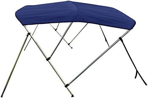 Deluxe Bimini Top Boat Cover 46" H X 79"-84" W 6' Long. Includes Stainless Steel End Caps and Deck Mounts, Navy Blue
