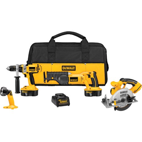 DEWALT DCK440X 18-Volt XRP 4-Tool Combo Kit, with Hammerdrill, Reciprocating and Circular Saws, and Light