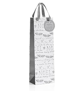 Silver & White Noel Christmas Bottle Bag