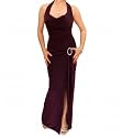 Blue Banana Purple Cowl Neck Long Evening Dress