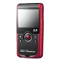 Samsung HMX-W200 Full-HD Pocket-Camcorder (5,8 cm (2,3 Zoll) Display, 10-fach digital Zoom, HDMI, USB 2.0, Bildstabilisator, wasserdicht) schwarz/rot