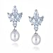 Sterling Silver Cubic Zirconia and 7.5x9 mm Freshwater Cultured Pearl Drop Earrings by Cheline