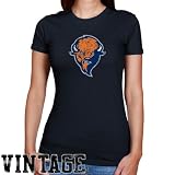 Bucknell Bison Ladies Navy Blue Distressed Logo Vintage Slim Fit T-shirt