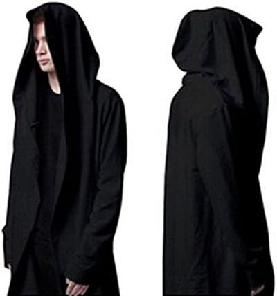 SOCOOL66 Men's Long Hooded Cape - Black (S)