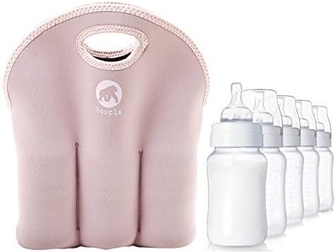 Hoopla Gorilla Bag - Baby Pink Deluxe Insulated 6 Pack Bottle Carrier - Durable Neoprene Bottle Tote, Lightweight, Discreet, Machine Washable, Stores Flat. A Perfectly Pretty Baby Shower gift for a New Mom or Dad. by Hoopla Gorilla