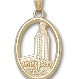 Texas Longhorns Solid 14K Gold Bell Tower Oval Pendant