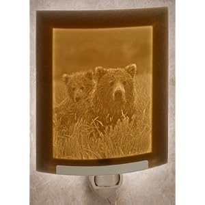 Mother and Cub Bear Porcelain Garden Lithophane Night Light (NEW) by The Porcelain Garden