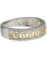 10k White and Yellow Gold Diamond 1/5 cttw Filigree Ring