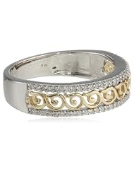10k White and Yellow Gold Diamond 1/5 cttw Filigree Ring