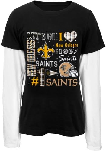 New Orleans Saints - Rhinestone Spirit Girls Juvy 2fer Black 6/7