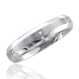 Men's Stainless Steel Diamond Band Ring (H, SI, 0.03 carat)- Band Width:5mm