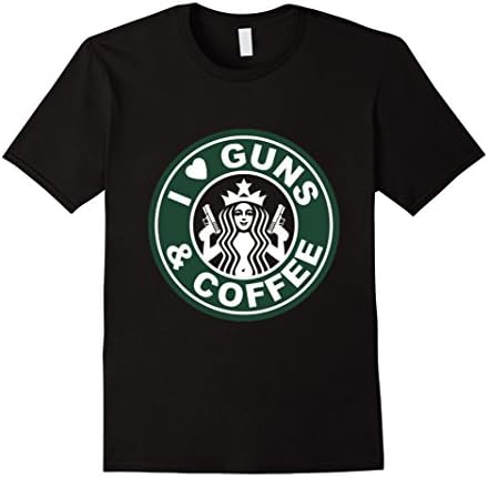 Men's I Love Guns and Coffee Shirt Large Black