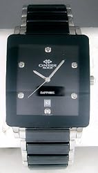 Oniss Men's Caprice II Black Ceramic Watch with Silver Trim on603-m-blk