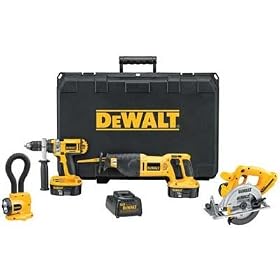 Factory-Reconditioned DEWALT DC4KITAR 18-Volt Ni-Cad Cordless 4-Tool Combo Kit