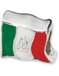 Sterling Silver Reflections Mexico Flag Bead