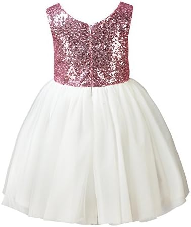 Thstylee Girl's Sequin Tulle Flower Girl Dress Tutu Dress Kids Dress (12, hot pink)