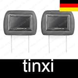 Trifoo 2 x 7″ (17,8cm) TFT LCD Auto Monitor Kopfstütze für DVD DVB-T XBOX360 mit Fernbedienung Video / Stromkabel Schwarz