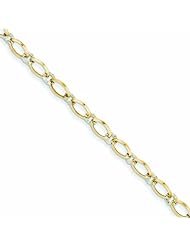Genuine 14K Two-Tone Oval And Diamond Cut Circle Bracelet 7.25 Inches 2 Grams Of Gold 100% Satisfaction Guaranteed.