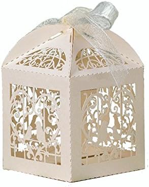 Romatic Wedding Novel European Wedding Candy box, Laser Cut Hollowed-out Wedding Candy Box,50pcs White
