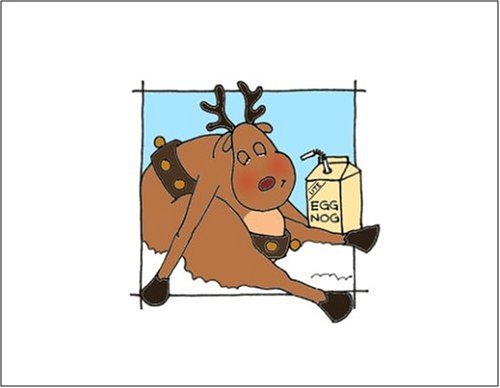 Reindeer Sips Eggnog (Holiday Boxed Cards - 100% Recycled Paper) recycled materials low post-consumer waste