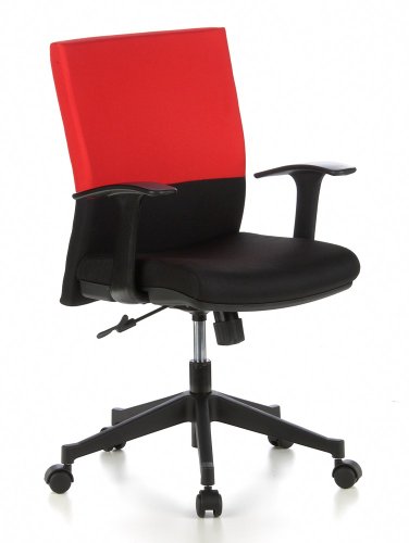 HJH Office/Buerostuhl24 653530 B&uuml;rostuhl / Drehstuhl Laguna Stoff, rot / schwarz