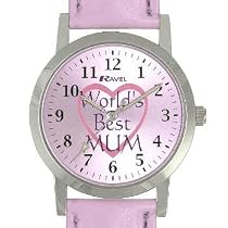 Ravel - R.MUM3 - Montre Femme - Quartz japonais - Ecran 'Worlds Best Mum' - Bracelet en textile lilas