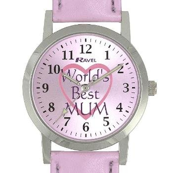 RAVEL Worlds Best Mum Lilac Fabric Strap Watch