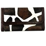 Brown Giraffe Print Clutch Wallet with Checkbook Holder with Brown Trim