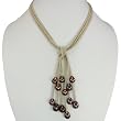 Tan Triple Strand Suede Necklace with Cascading Dyed Chocolate 9-10mm Cultured Pearls - in Various Colors