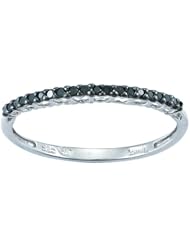 Sterling Silver Black Diamond Ring (0.10 cttw)