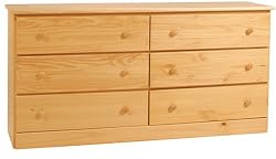 Solid Wood 6 Drawer Dresser - Honey Finish FREE SHIPPING!