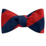 Burgundy and Navy Stripe Freestyle Bowtie by Elite - Burgundy Silk