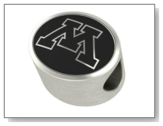 Minnesota Golden Gophers Collegiate Bead Fits Most Pandora Style Bracelets Including Pandora Chamilia Biagi Zable Troll and More. High Quality Bead in Stock for Immediate Shipping