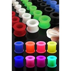 Flesh Tunnel SILIKON Stopfen OHR fexibel WEISS - Freie Gr��enwahl