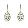 Earrings With 6.50ctw Precious Stones - Genuine Amethysts and Diamonds Two tone Gold Length 26.5mm