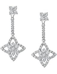 14k White Gold 1.36 Ctw Dangling Diamon Star Earring