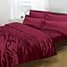 Satin 6 Piece Duvet Cover Set, Burgundy, King