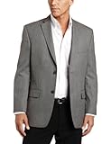 Haggar Men's Herringbone Two Button Center Vent Suit Coat, Grey, 40R