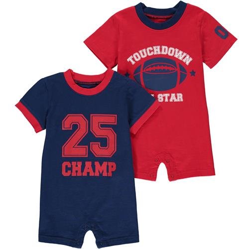 Wan-A-Beez Baby Boys' 2 Pack Graphic Short-Sleeve Romper