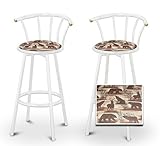 2 Wildlife Animals Themed Fabric Specialty / Custom White Barstools with Ba ....
