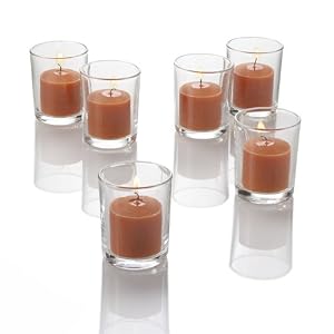 Set of 144 Votive Holders and 144 Votive Candles, Orange Citronella