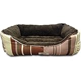 ASPCA Microtech Striped Dog Bed Cuddler, 28 by 20 by 8-Inch, Brown