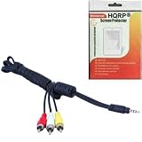 HQRP AV Audio Video Cable / Cord compatible with SONY DSC-TX9, DSC-W35, DSC-W55, DSC-WX1, DSC-WX5 Digital Camera + LCD Protector