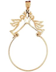 Dazzlers Solid 14k Gold Love Bird Charm Holder Charm Pendant Available in three colors from jewelsberry (weights: 1.7 grams only)