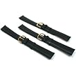 3 Black Leather Watch Bands Padded Smooth Calf 18mm New