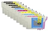 9 Pack. Compatible Cartridges for Epson (not Epson brand) T078. Includes Sophia Global Brand Cartridges for 4ea T078 Black + 1ea T078 Cyan + 1ea T078 Magenta + 1ea T078 Yellow + 1ea T078 Light Cyan + 1ea T078 Light Magenta.