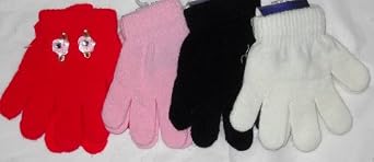 Click here to buy Set of Four Pairs One Size Stretch Magic Gloves for Children Ages 1-4 Years by Dylan.