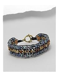 Mixed Colors Cotton Waxed Thread Dyed Fresh Water Pearl Bracelet In Brass